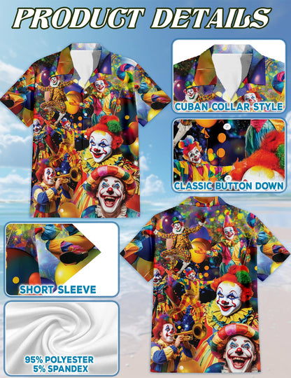 Netecom Matching More Clown Less Frowning Hawaiian Shirt for Dog and Owner, Funny Aloha Summer Shirt, Clown Print Button Down Outfit for Pet and Human, Beach Vacation Casual Wear