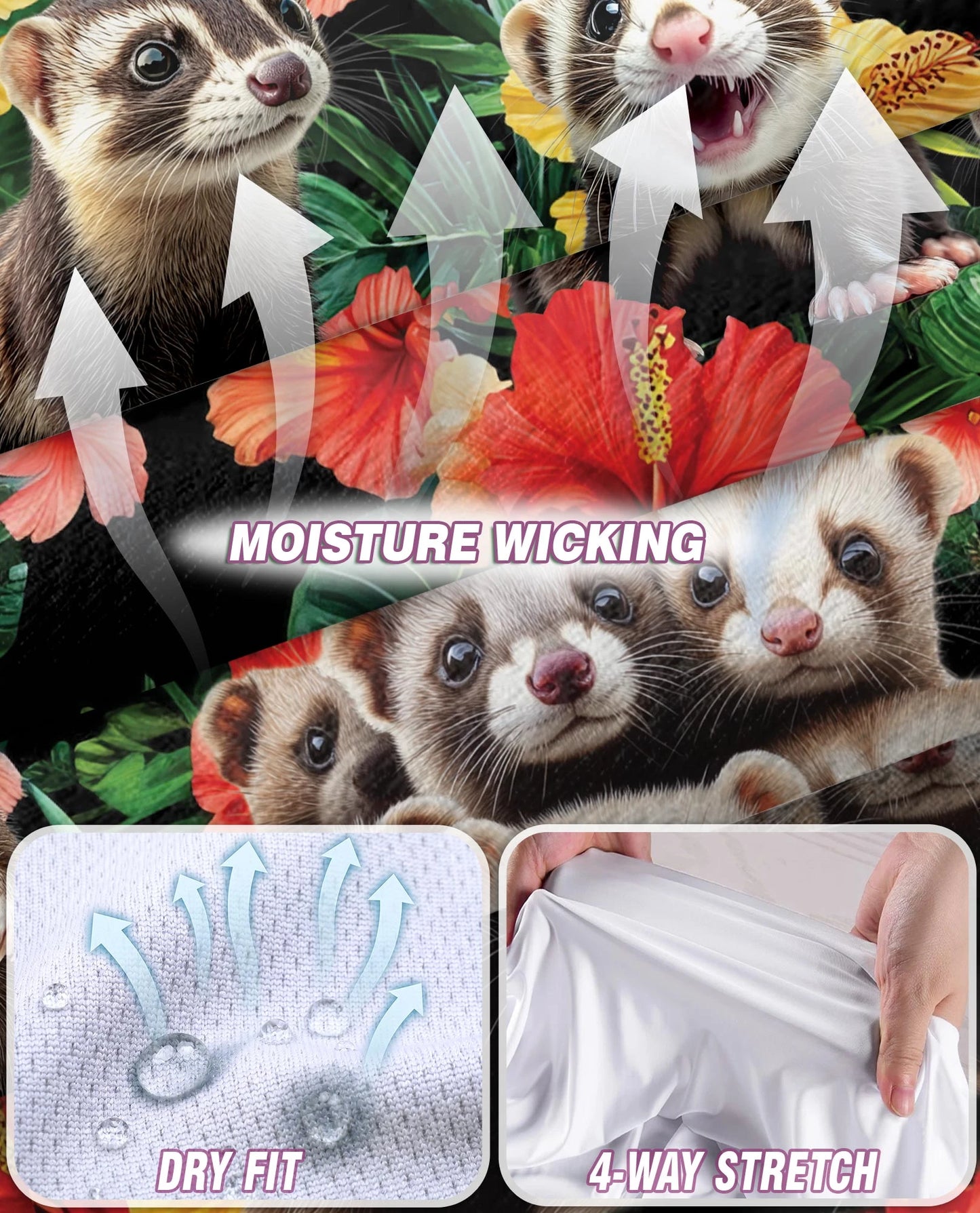 Ferrets Tropical Sleeveless Polo Shirt for Women | Netecom