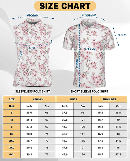 Cherry Blossom Sleeveless Polo Shirt for Women – Elegant Floral Spring Style | Netecom