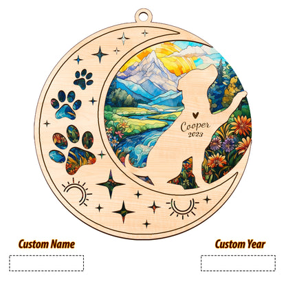 Netecom Rottweiler Dog Memorial Suncatcher, Personalized Rottie Dog Christmas Ornament with Name Date, Bereavement Gifts for Loss of Pet, Dog Death Sympathy Gift Pet Loss Sun Catchers, Dog Grief Gift