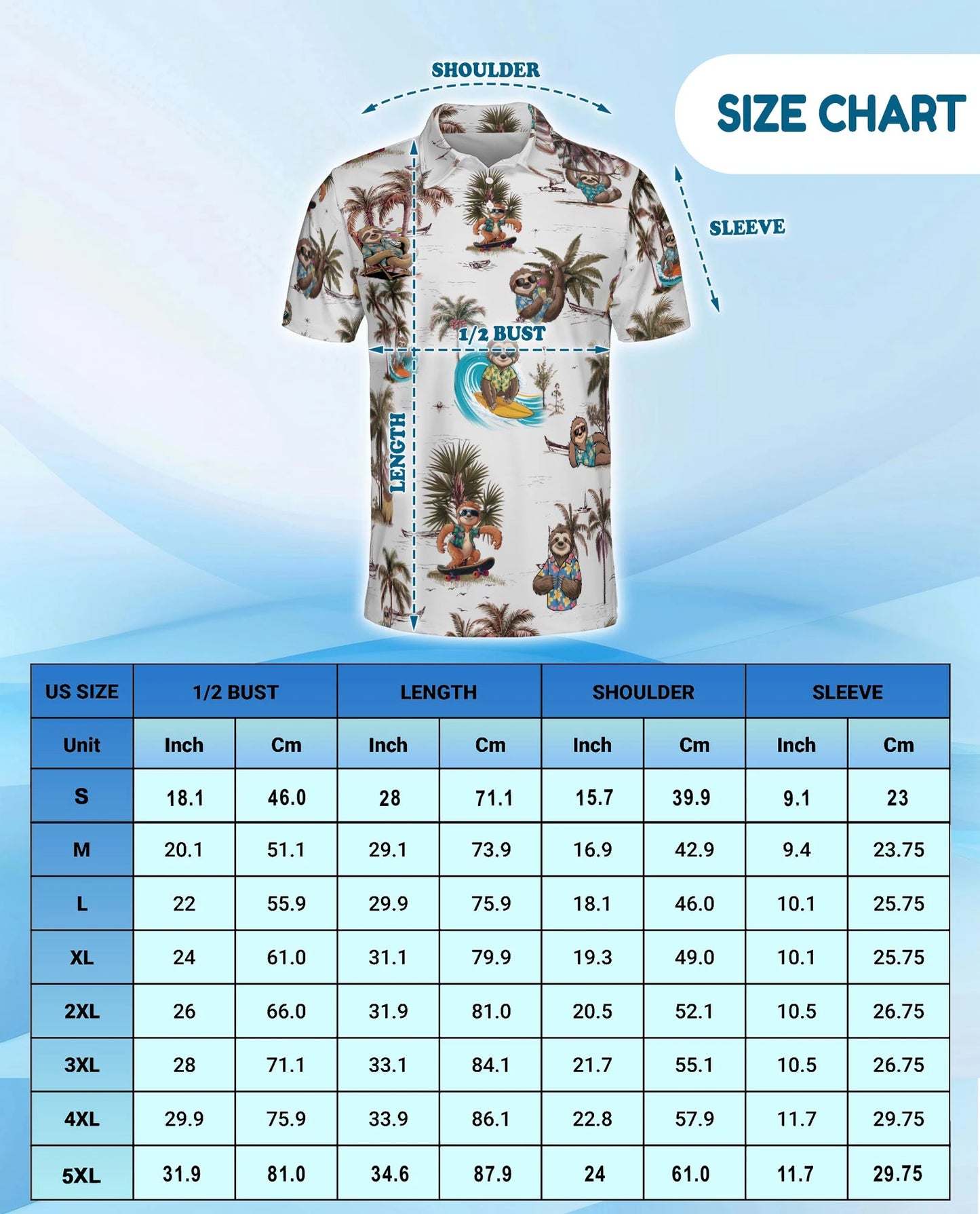 Funny Sloth Summer Beach Polo Shirt for Men – Tropical Animal Style | Netecom