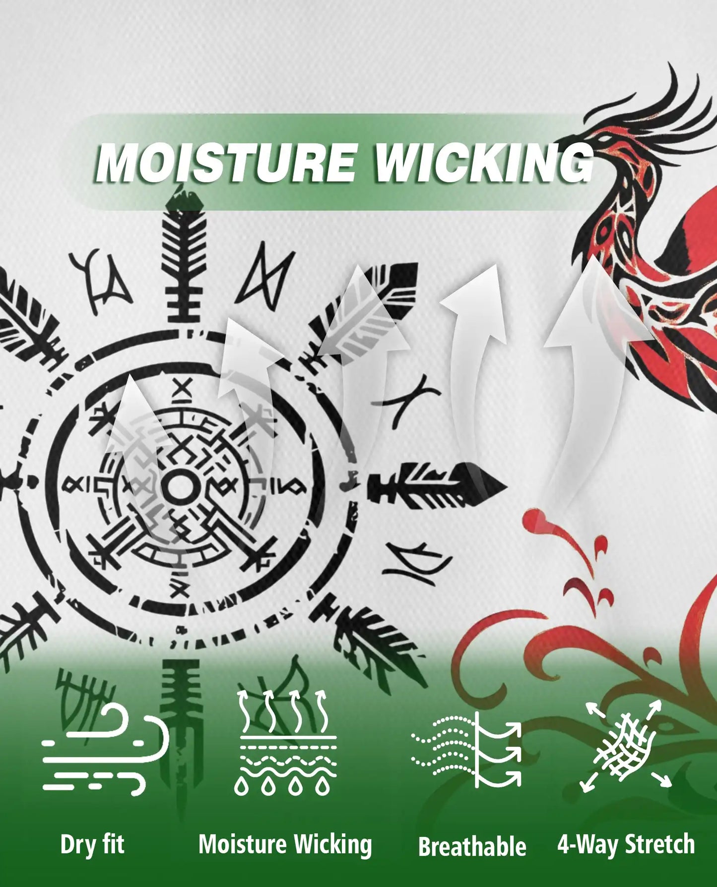Phoenix Tribal 3D Polo Shirt for Men – Nordic Raven Symbol Style | Netecom