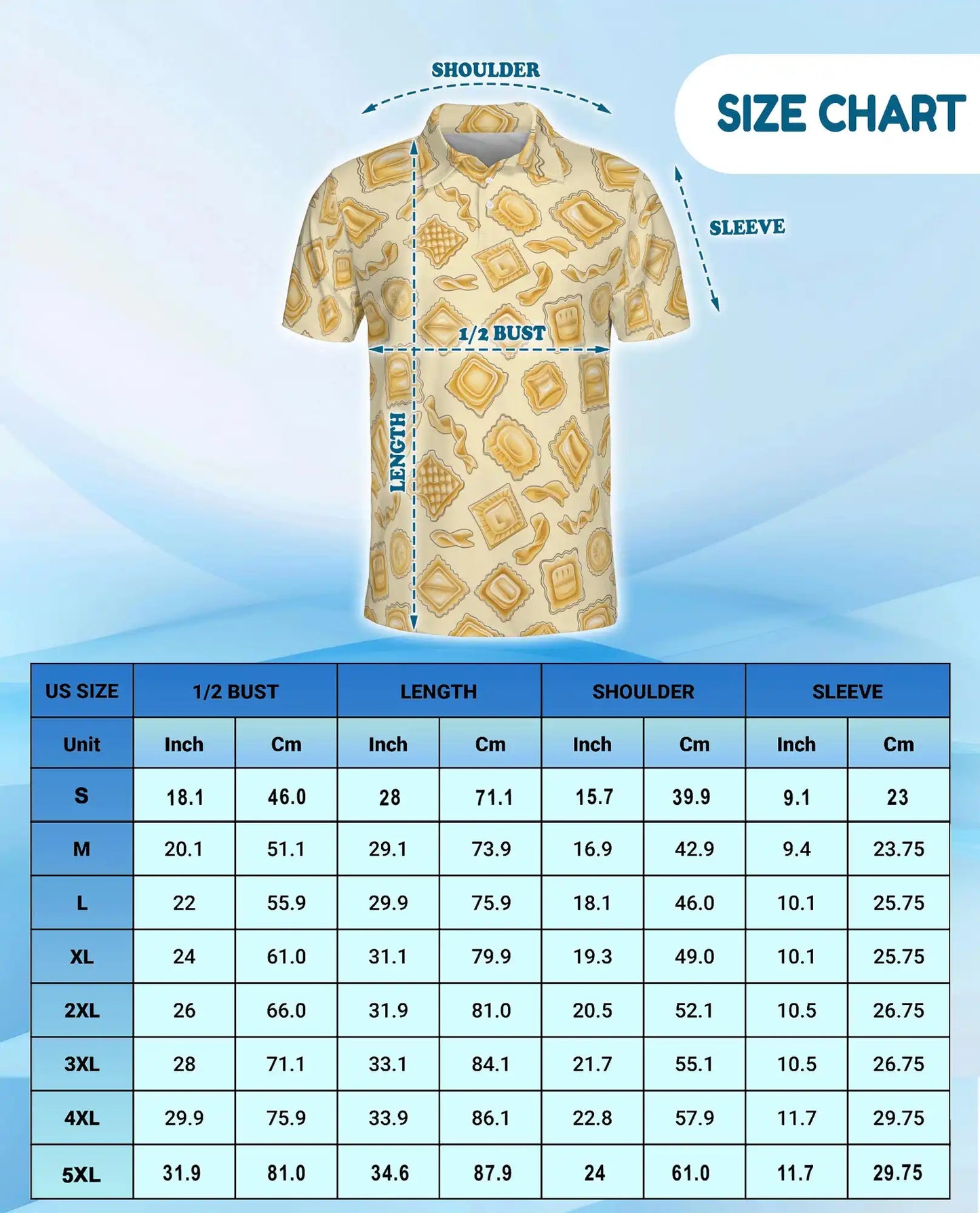 Pasta Lover Polo Shirt - Italian Food Pattern Style | Netecom