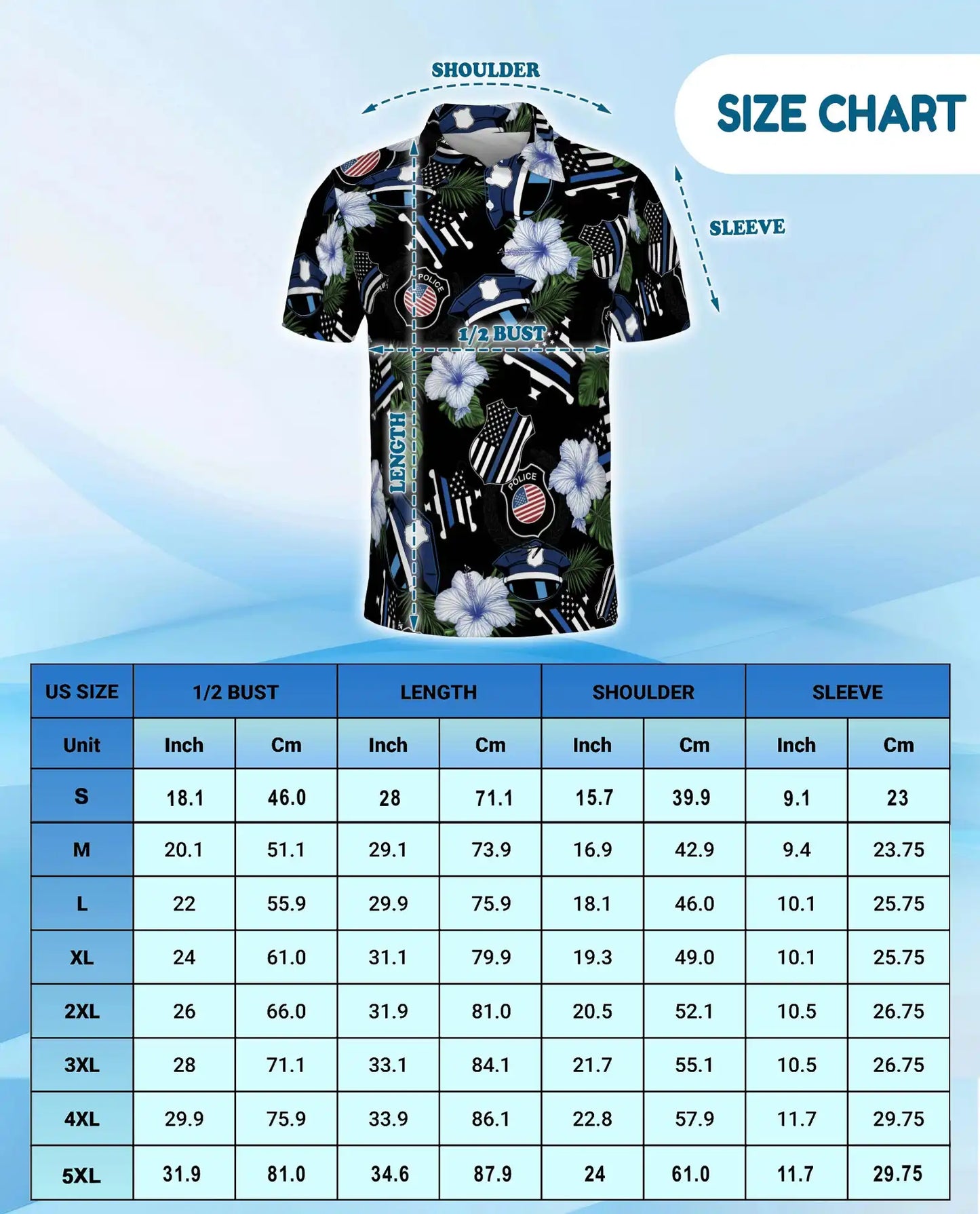 Police Thin Blue Line Polo Shirt - Tropical Floral Design | Netecom