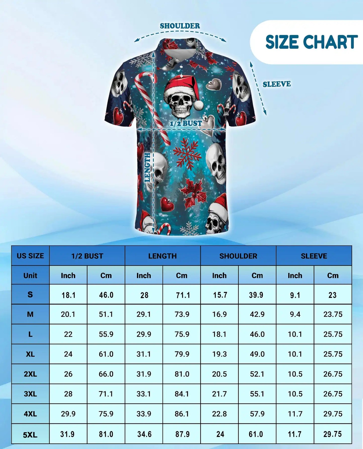 Christmas Skull 3D Polo Shirt for Men – Gothic Holiday Horror Style | Netecom