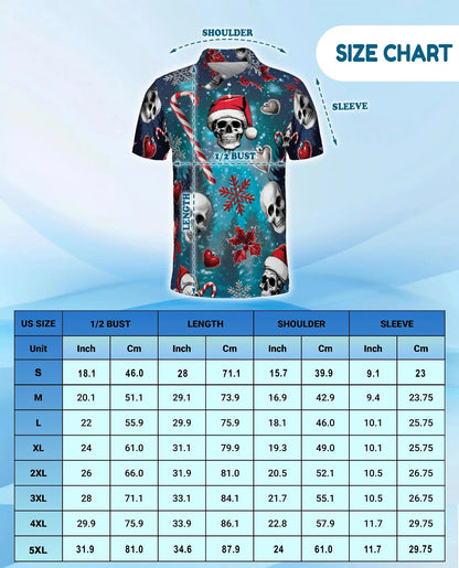 Christmas Skull 3D Polo Shirt for Men – Gothic Holiday Horror Style | Netecom
