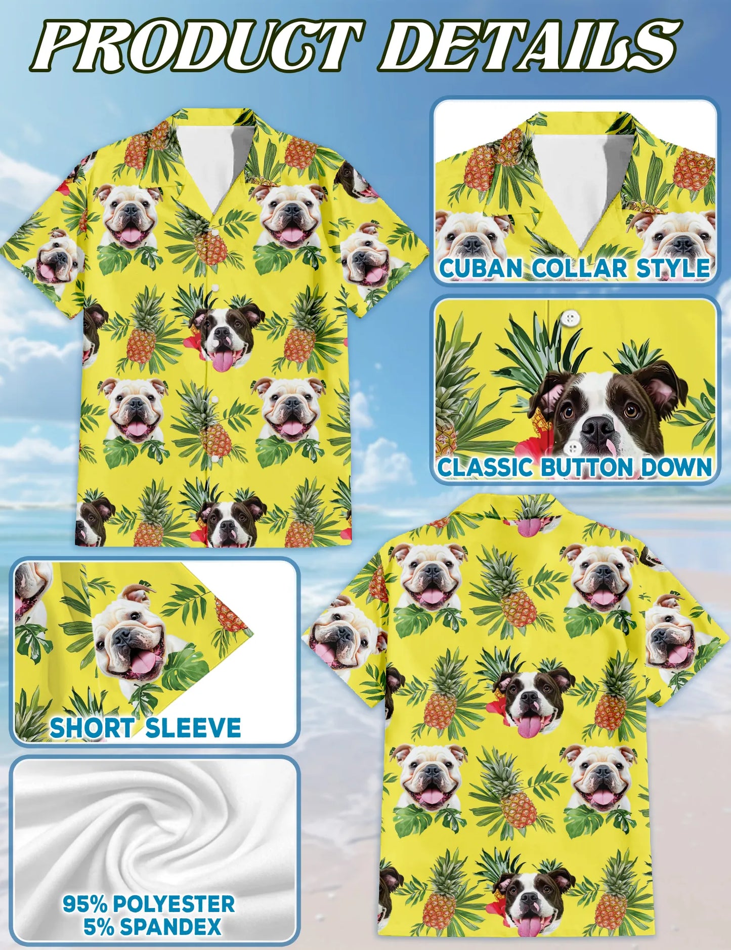 Funny English Bulldog Hawaiian Shirt – Breathable Summer Beach Outfit for Dogs and Owners