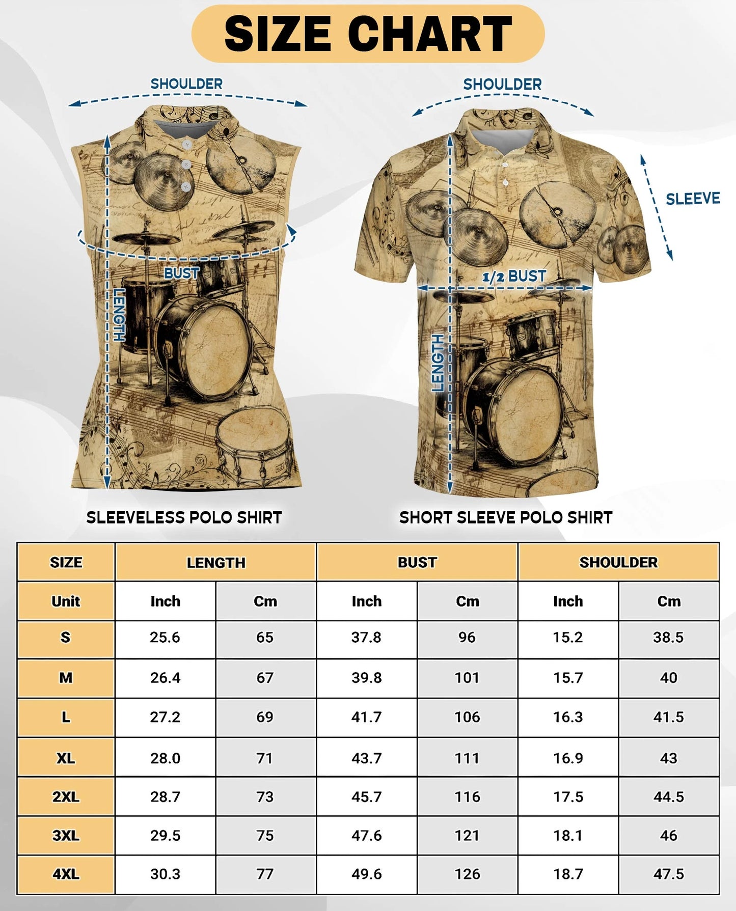 Drum Pattern Sleeveless Polo Shirt for Women | Netecom