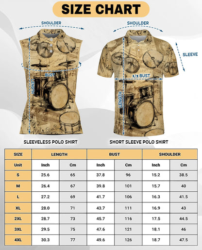 Drum Pattern Sleeveless Polo Shirt for Women | Netecom