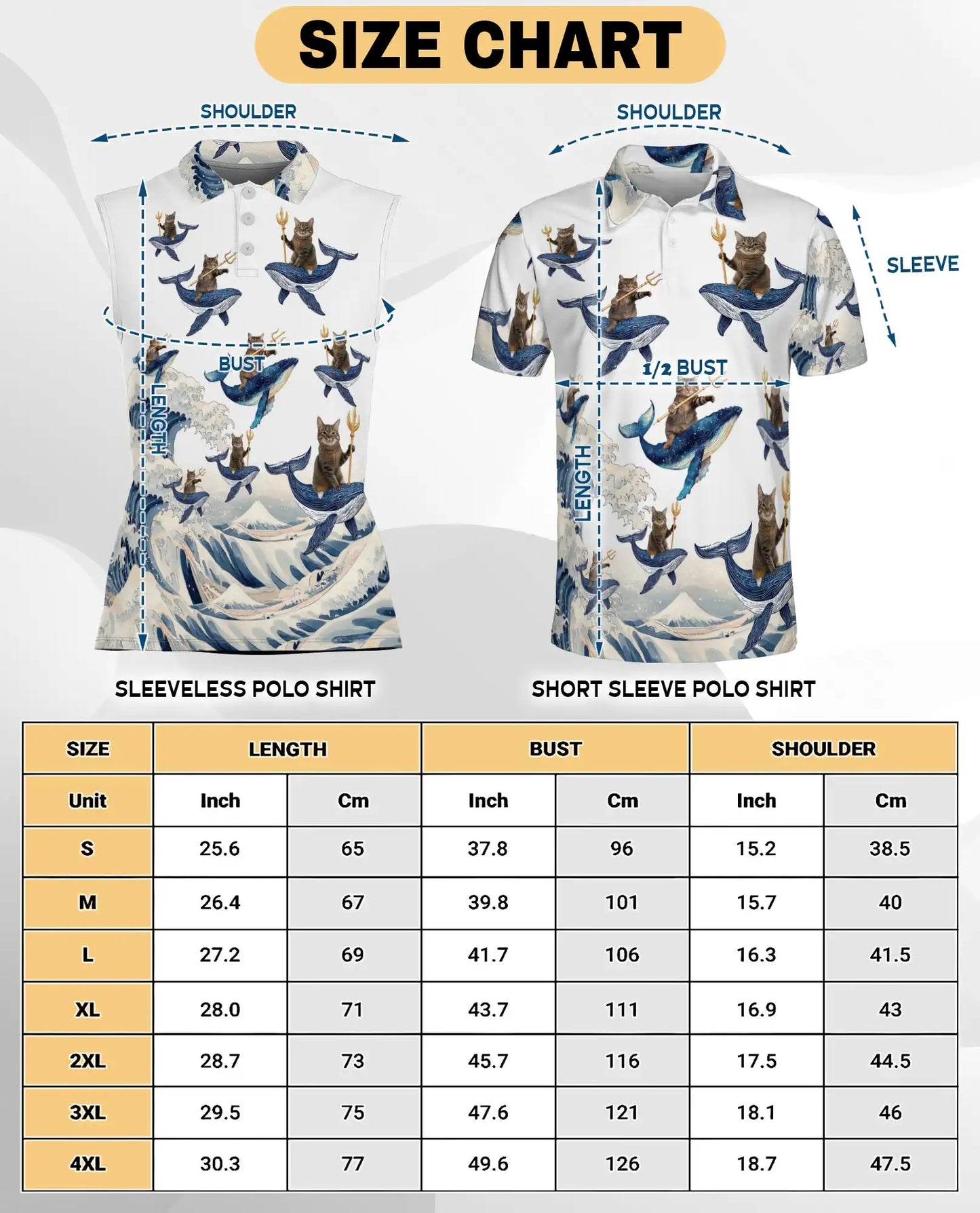 Cat Riding Whale Funny Sleeveless Polo Shirt for Women | Netecom