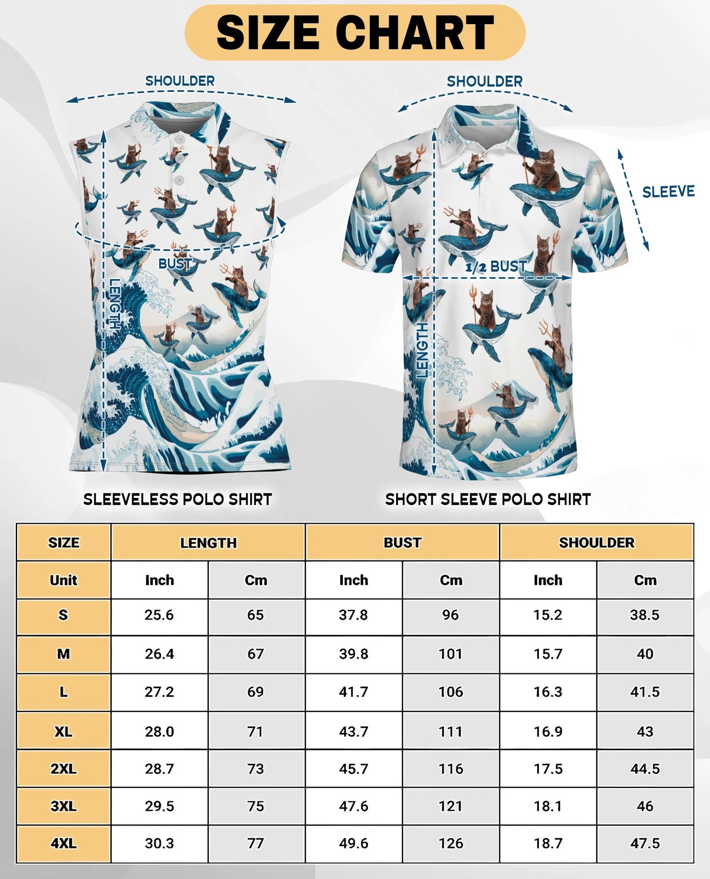 Cat Riding Whale Funny Sleeveless Polo Shirt for Women | Netecom