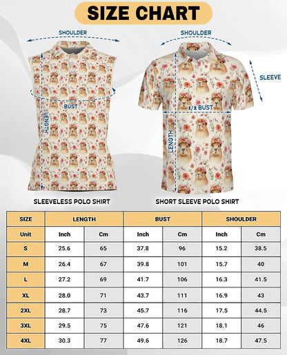 Floral Capybara Pattern Sleeveless Polo Shirt for Women | Netecom