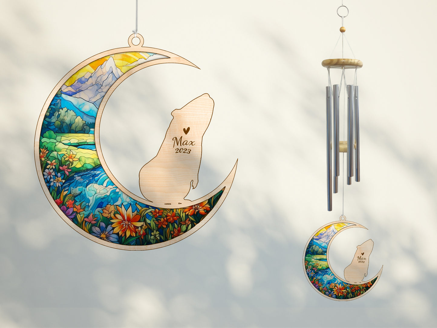 Netecom Guinea Pig Wind Chimes Memorial, Personalized Pet Memorial Wind Chimes for Guinea Pig Suncatcher, Pet Loss Memorial Ornament, Loss of Pet Sympathy Gift, Remembrance Windchime Outside Garden Decor