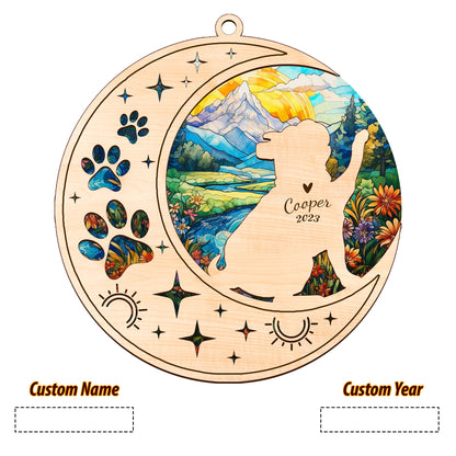 Netecom Bulldog Memorial Suncatcher, Personalized Bulldog Christmas Ornament with Name Date, Bereavement Gifts for Loss of Pet, Dog Death Sympathy Gift Pet Loss Sun Catchers, Dog Grief Gift
