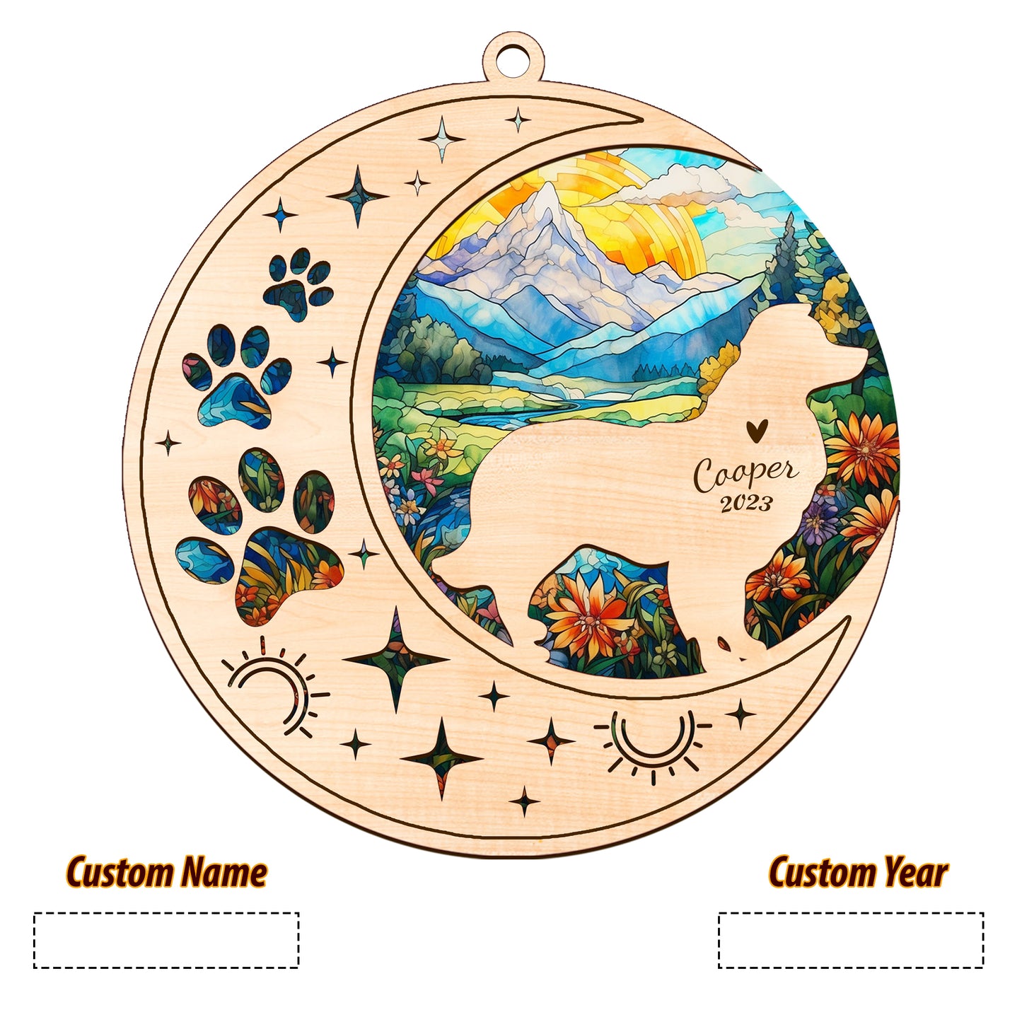 Netecom Border Collie Dog Memorial Suncatcher, Personalized Border Collie Christmas Ornament with Name Date, Bereavement Gifts for Loss of Pet, Dog Death Sympathy Gift Pet Loss Sun Catchers, Dog Grief Gift