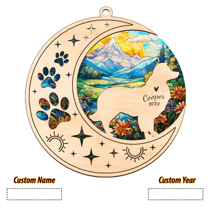 Netecom Border Collie Dog Memorial Suncatcher, Personalized Border Collie Christmas Ornament with Name Date, Bereavement Gifts for Loss of Pet, Dog Death Sympathy Gift Pet Loss Sun Catchers, Dog Grief Gift