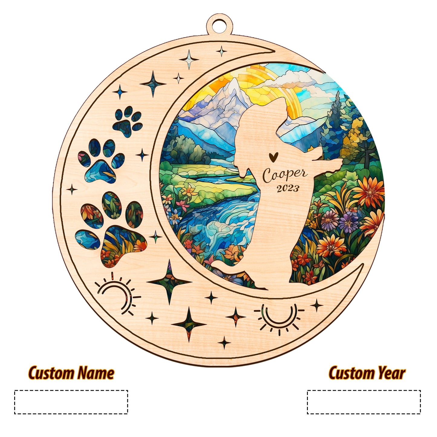 Netecom Basset Hound Dog Memorial Suncatcher, Personalized Basset Hound Christmas Ornament with Name Date, Bereavement Gifts for Loss of Pet, Dog Death Sympathy Gift Pet Loss Sun Catchers, Dog Grief Gift