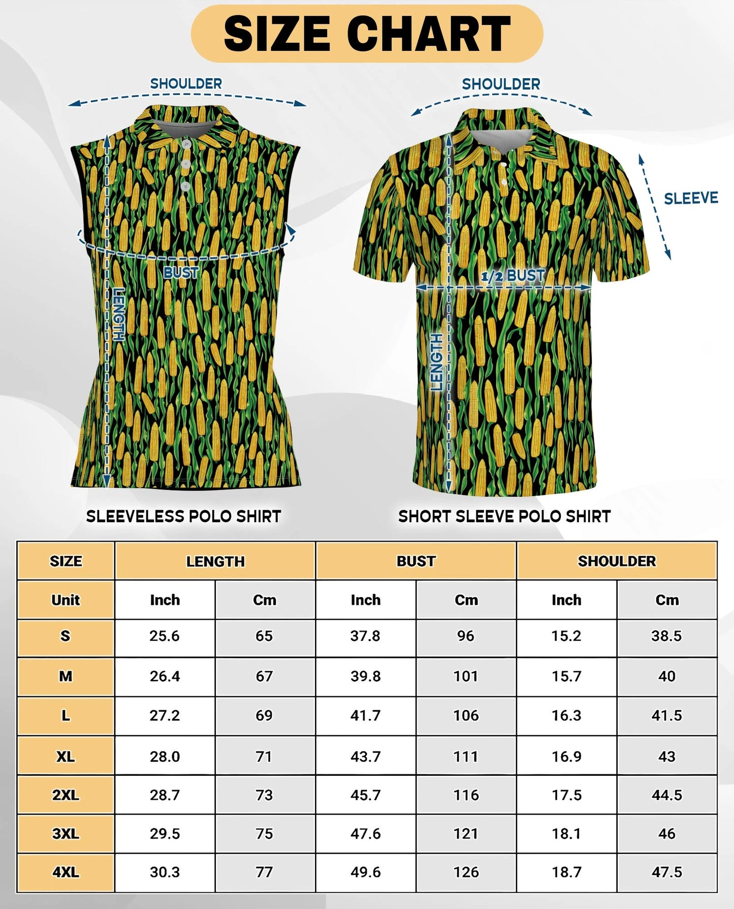 Agricultural Corn Cob Sleeveless Polo Shirt for Women | Netecom