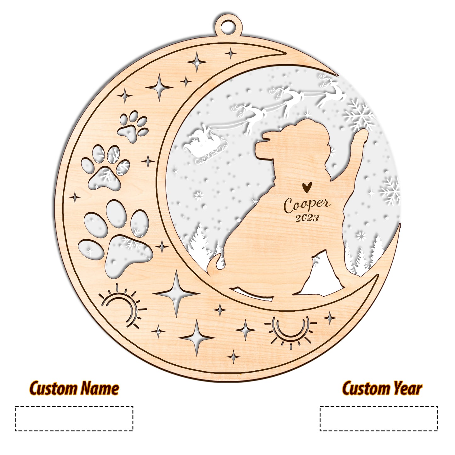 Netecom Bulldog Memorial Suncatcher, Personalized Bulldog Christmas Ornament with Date Name, Bereavement Gifts for Loss of Pet, Dog Death Sympathy Gifts Pet Loss Sun Catchers, Dog Grief Gift