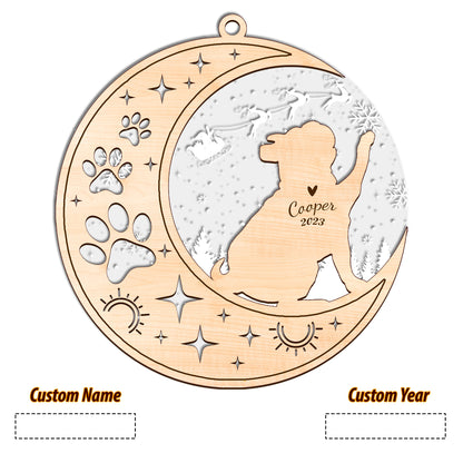 Netecom Bulldog Memorial Suncatcher, Personalized Bulldog Christmas Ornament with Date Name, Bereavement Gifts for Loss of Pet, Dog Death Sympathy Gifts Pet Loss Sun Catchers, Dog Grief Gift