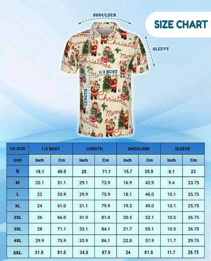 Vintage Merry Christmas 3D Polo Shirt for Men – Retro Santa Holiday Style | Netecom