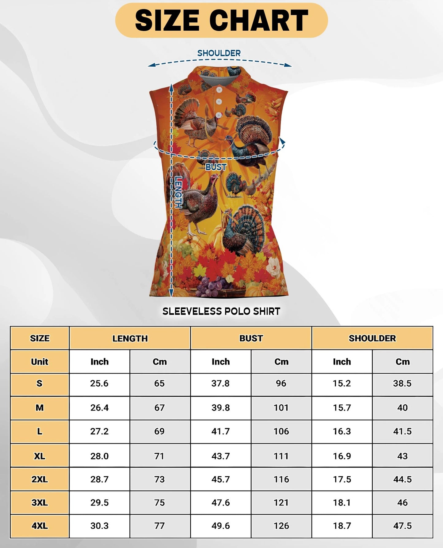 Turkey Thanksgiving Edition Sleeveless Polo Shirt for Women | Netecom