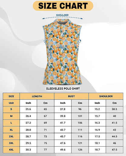 Orange Pattern Sleeveless Polo Shirt for Women | Netecom