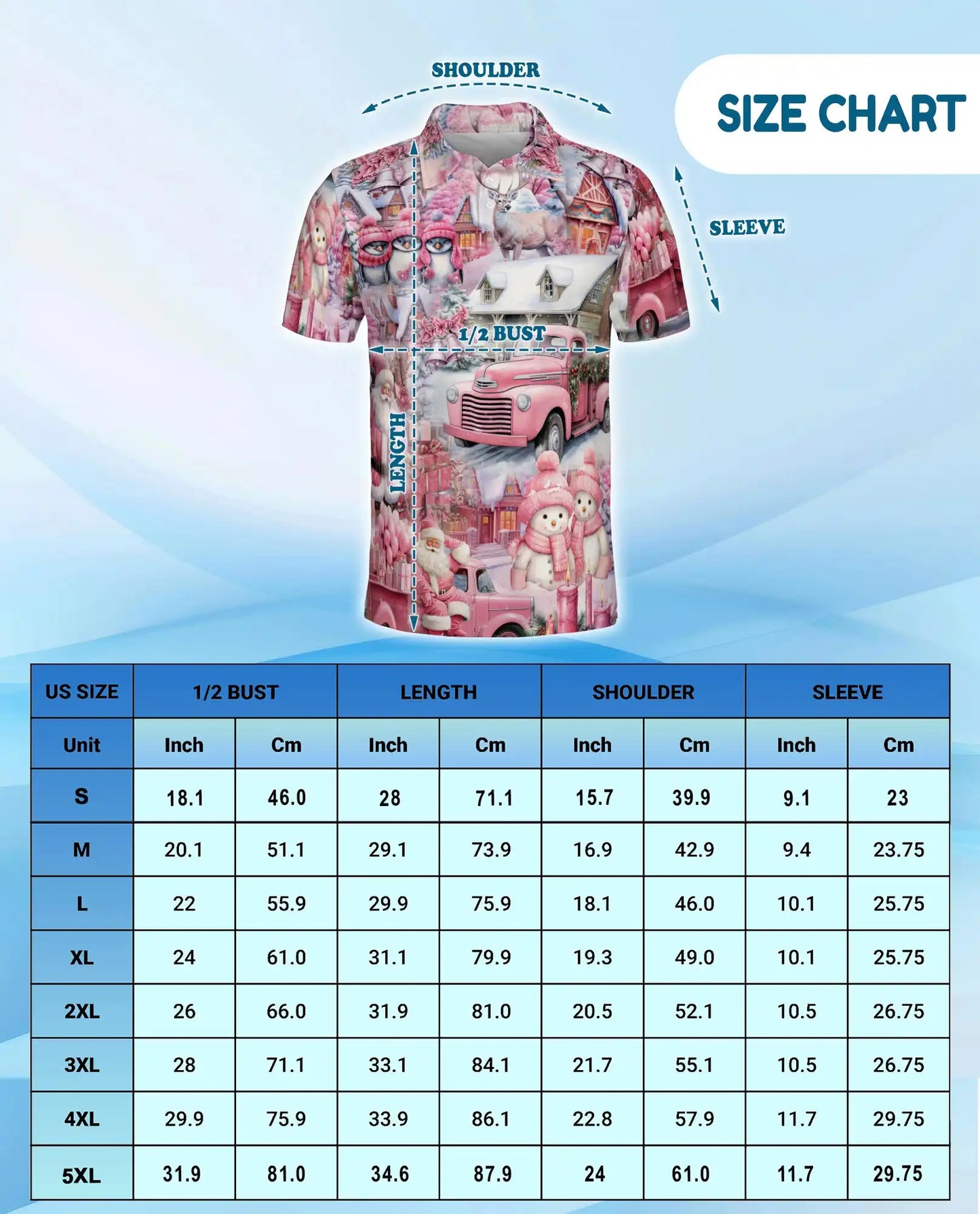 Pink Christmas Truck 3D Polo Shirt for Men – Santa Winter Village Style | Netecom