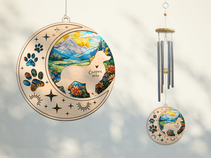 Netecom Border Collie Dog Wind Chimes Memorial, Personalized Pet Memorial Windchime for Dog Suncatcher, Dog Loss Memorial Ornament, Loss of Pet Remembrance Gift, Sympathy Pet Wind Chimes Outdoor Garden