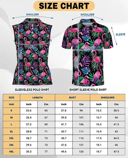 Flamingo Leaf Summer Sleeveless Polo Shirt for Women – Tropical Beach Style | Netecom