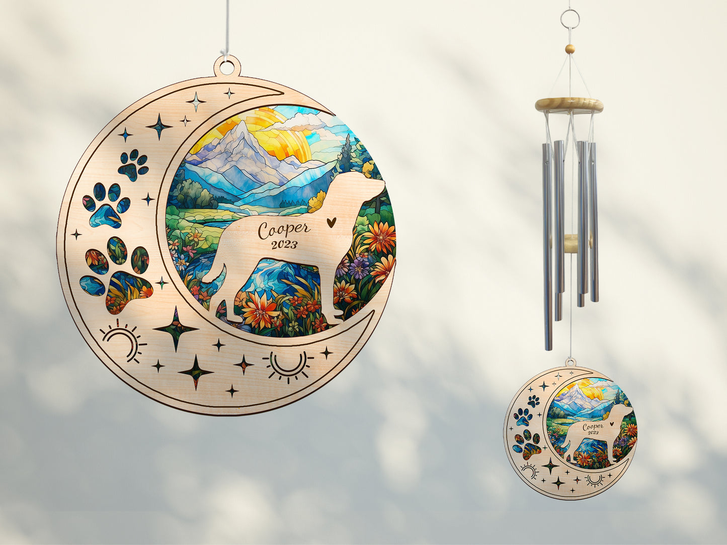 Netecom Chesapeake Bay Retriever Wind Chimes Memorial, Personalized Pet Memorial Windchime for Dog Suncatcher,Dog Loss Memorial Ornament, Loss of Pet Remembrance Gift, Sympathy Pet Wind Chimes Outdoor Garden