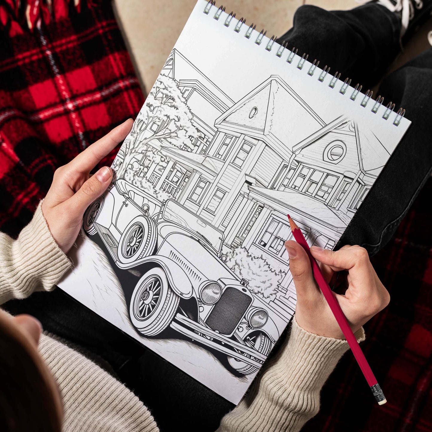 Retro Cars Spiral Bound Coloring Book, Dive into the Retro Cars Coloring Book with 30 Nostalgic Illustrations of Classic Automobiles