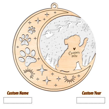 Netecom Pug Dog Memorial Suncatcher, Personalized Pug Christmas Ornament with Date Name, Bereavement Gifts for Loss of Pet, Dog Death Sympathy Gifts Pet Loss Sun Catchers, Dog Grief Gift