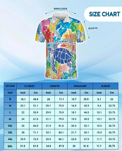Colorful Sea Turtle Polo Shirt for Men – Vibrant Ocean Design | Netecom