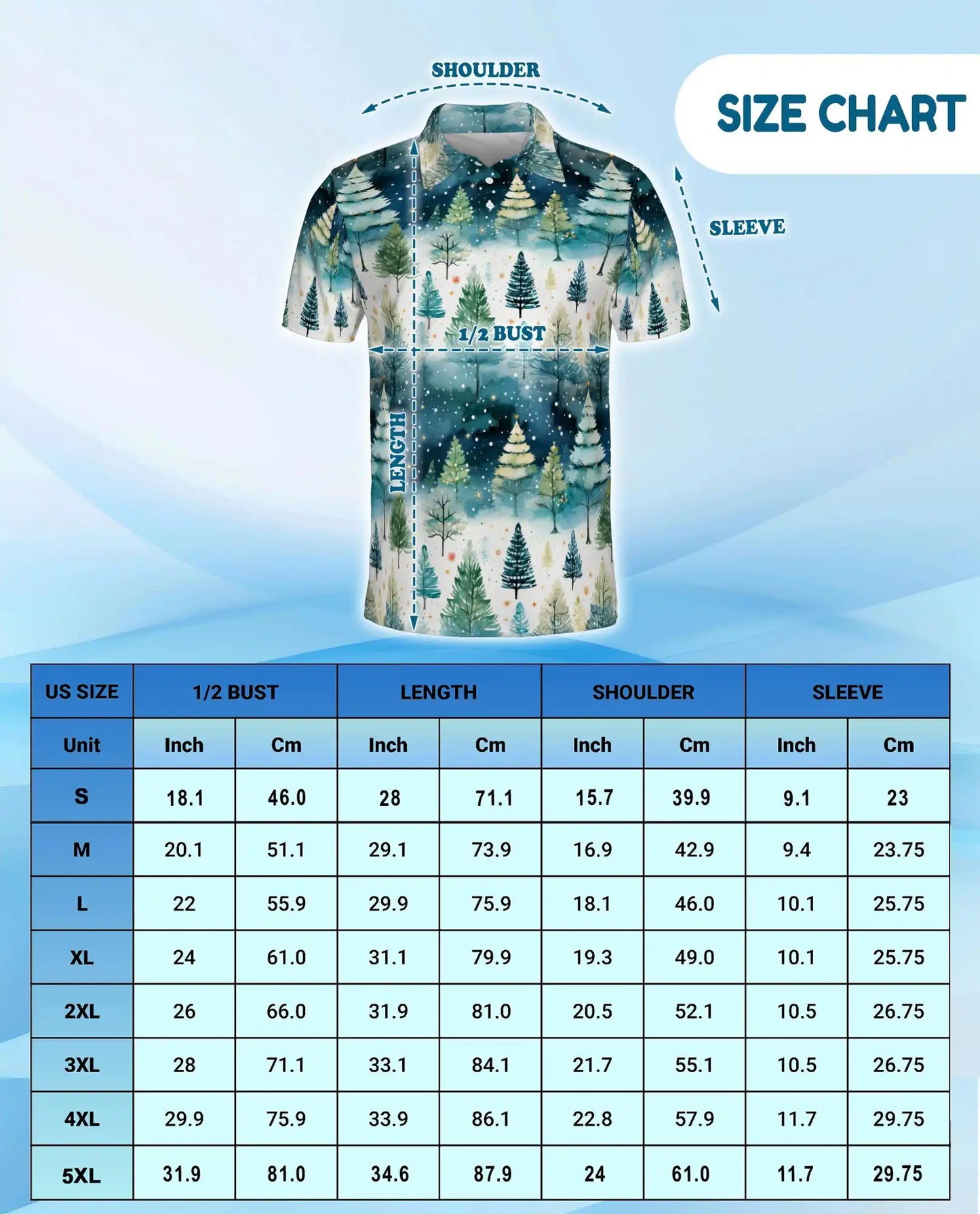 Winter Forest Polo Shirt - Snowy Christmas Tree Style | Netecom