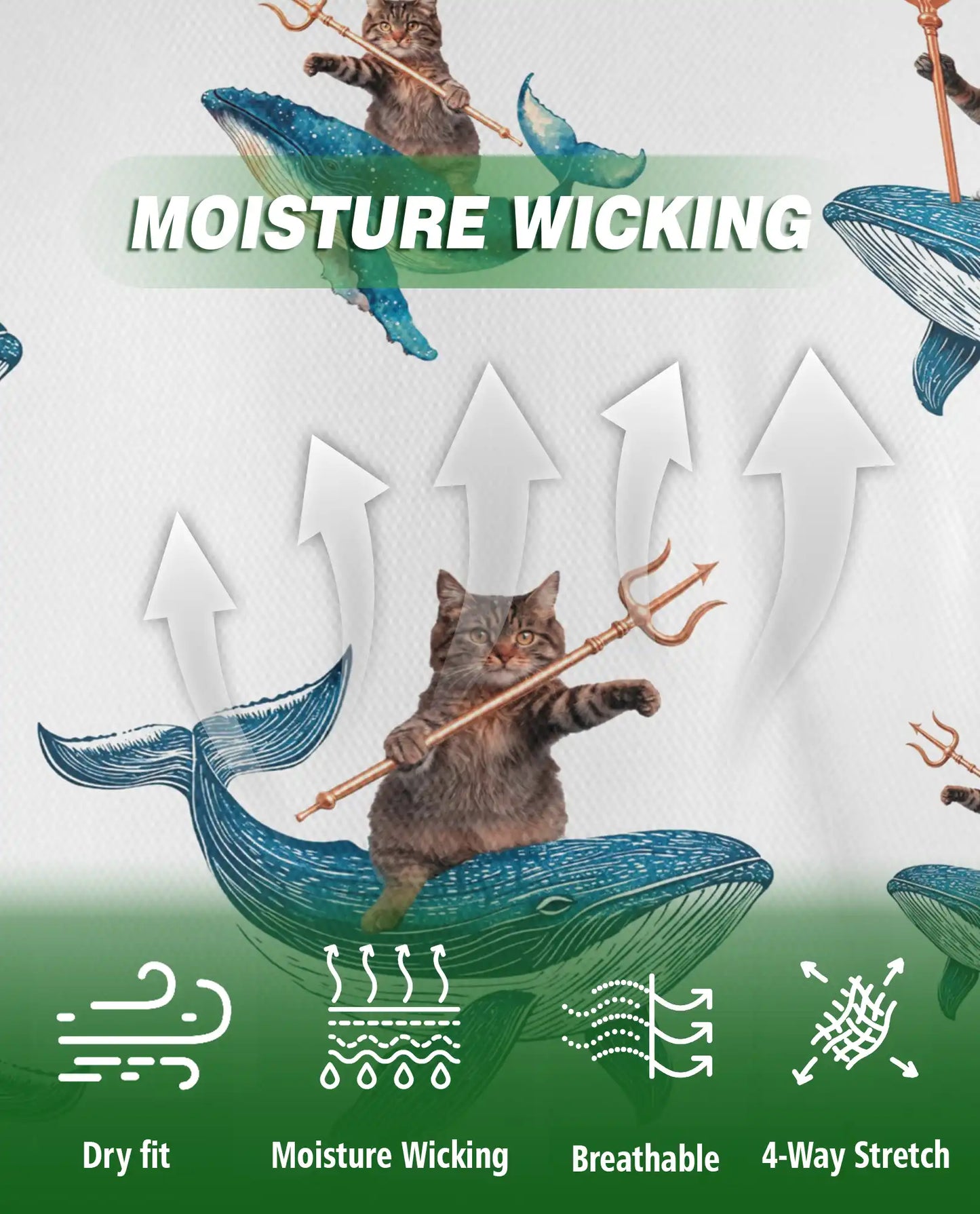 Funny Cat Riding Whale 3D Polo Shirt for Men – Ocean Fantasy Animal Style | Netecom