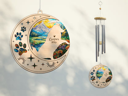 Netecom AmStaff Dog Wind Chimes Memorial, Personalized Pet Memorial Windchime for Dog Suncatcher, Dog Loss Memorial Ornament, Loss of Pet Remembrance Gift, Sympathy Pet Wind Chimes Outdoor Garden