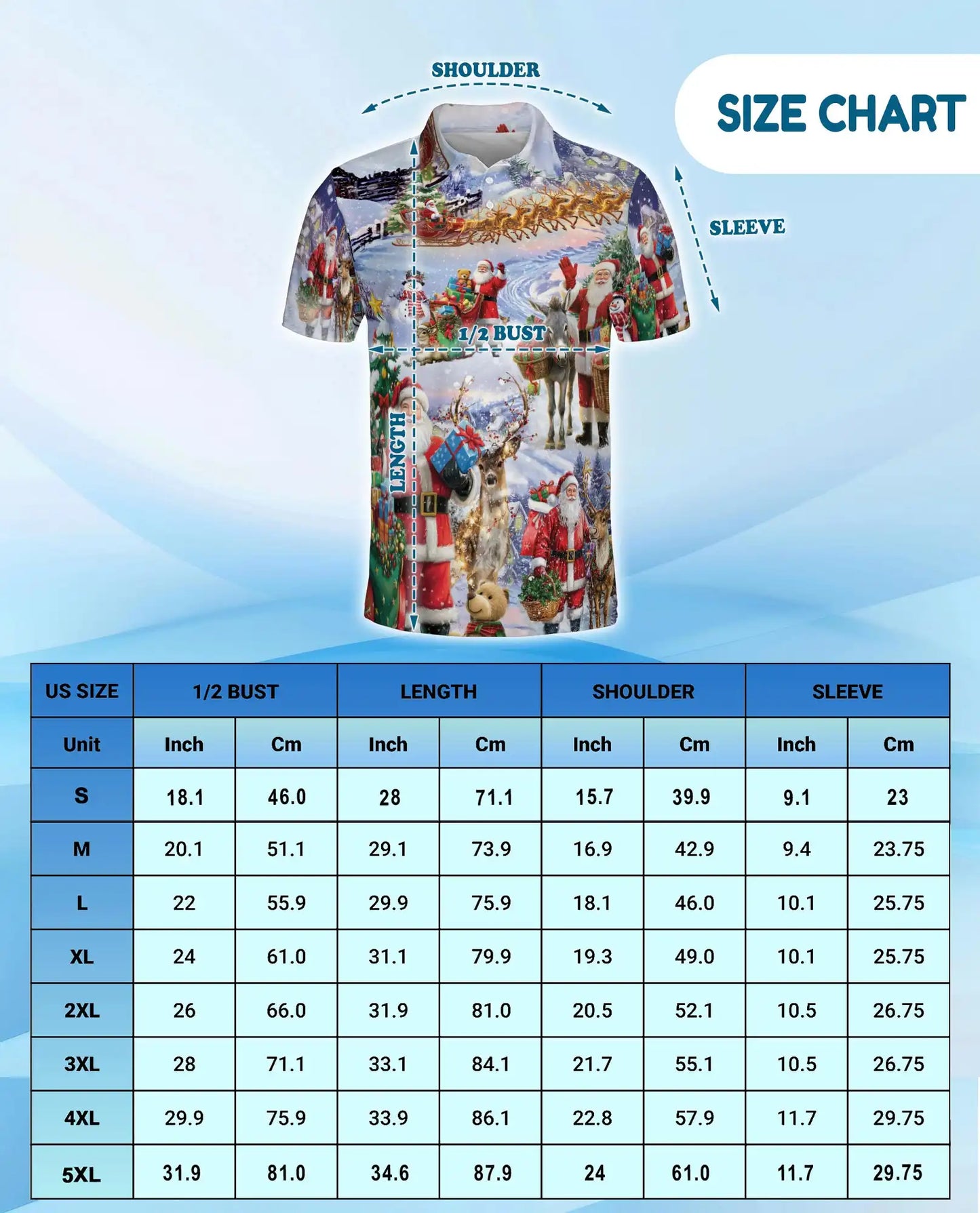 Santa Claus Christmas 3D Polo Shirt for Men – Festive Holiday Winter Style | Netecom
