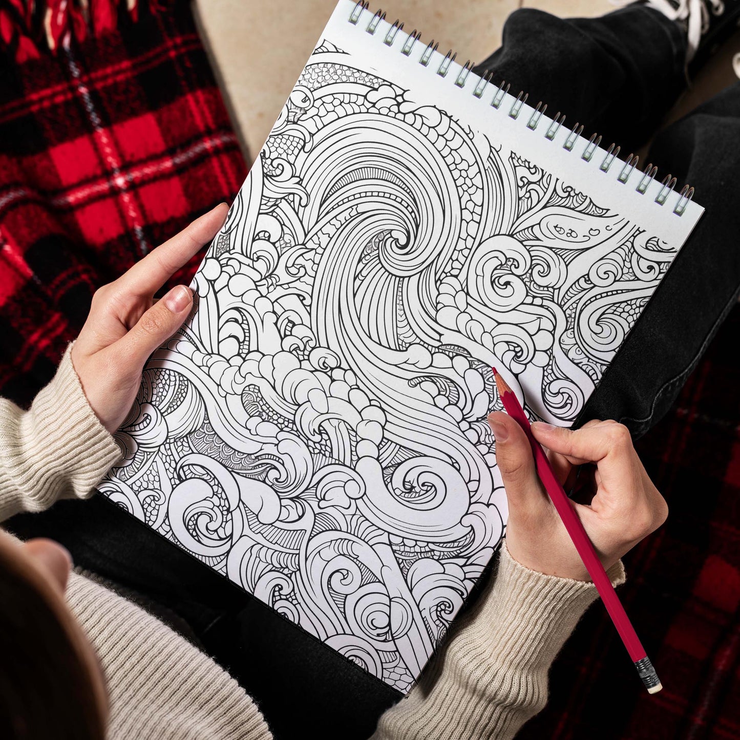 Sea Wave Patterns Spiral Bound Coloring Book, Discover the Tranquil Power of Ocean Waves with 30 Mesmerizing Coloring Pages for Art Enthusiasts to Create Harmonious and Relaxing Artwork