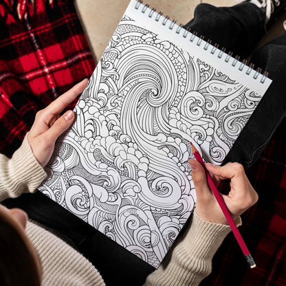 Sea Wave Patterns Spiral Bound Coloring Book, Discover the Tranquil Power of Ocean Waves with 30 Mesmerizing Coloring Pages for Art Enthusiasts to Create Harmonious and Relaxing Artwork