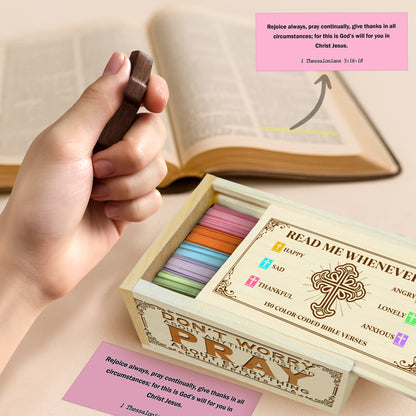 Netecom Personalized Bible Verse Box with 150 Color-Coded Scriptures & Custom Name Prayer Cross, Christian Faith Gift