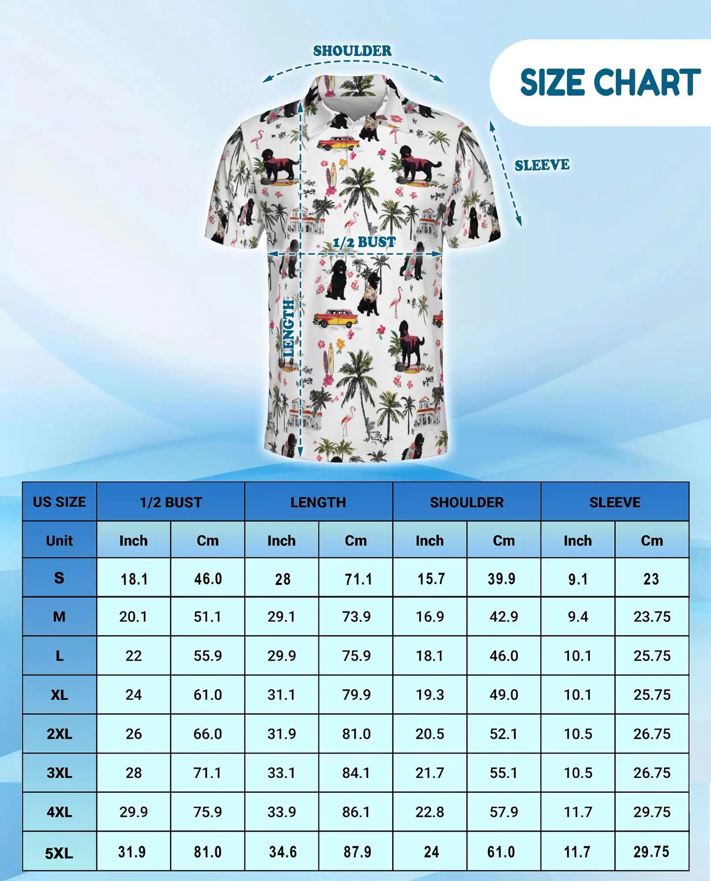 Black Poodle Tropical Beach Polo Shirt for Men- Print Hawaiian Dog  | Netecom