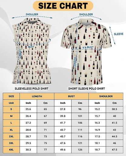 Wine Bottle And Glass Print Sleeveless Polo Shirt for Women | Netecom