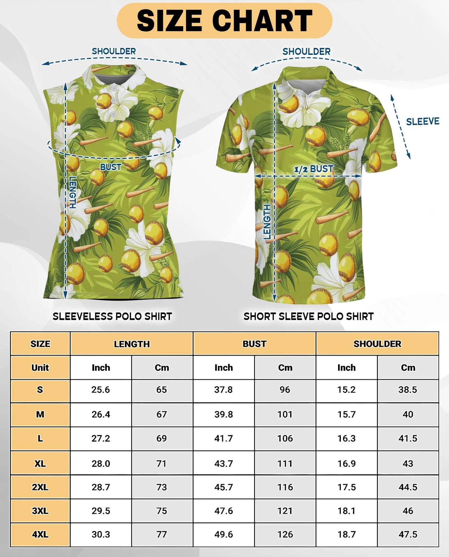 Green Softball and Baseball Bat Tropical Sleeveless Polo Shirt for Women | Netecom