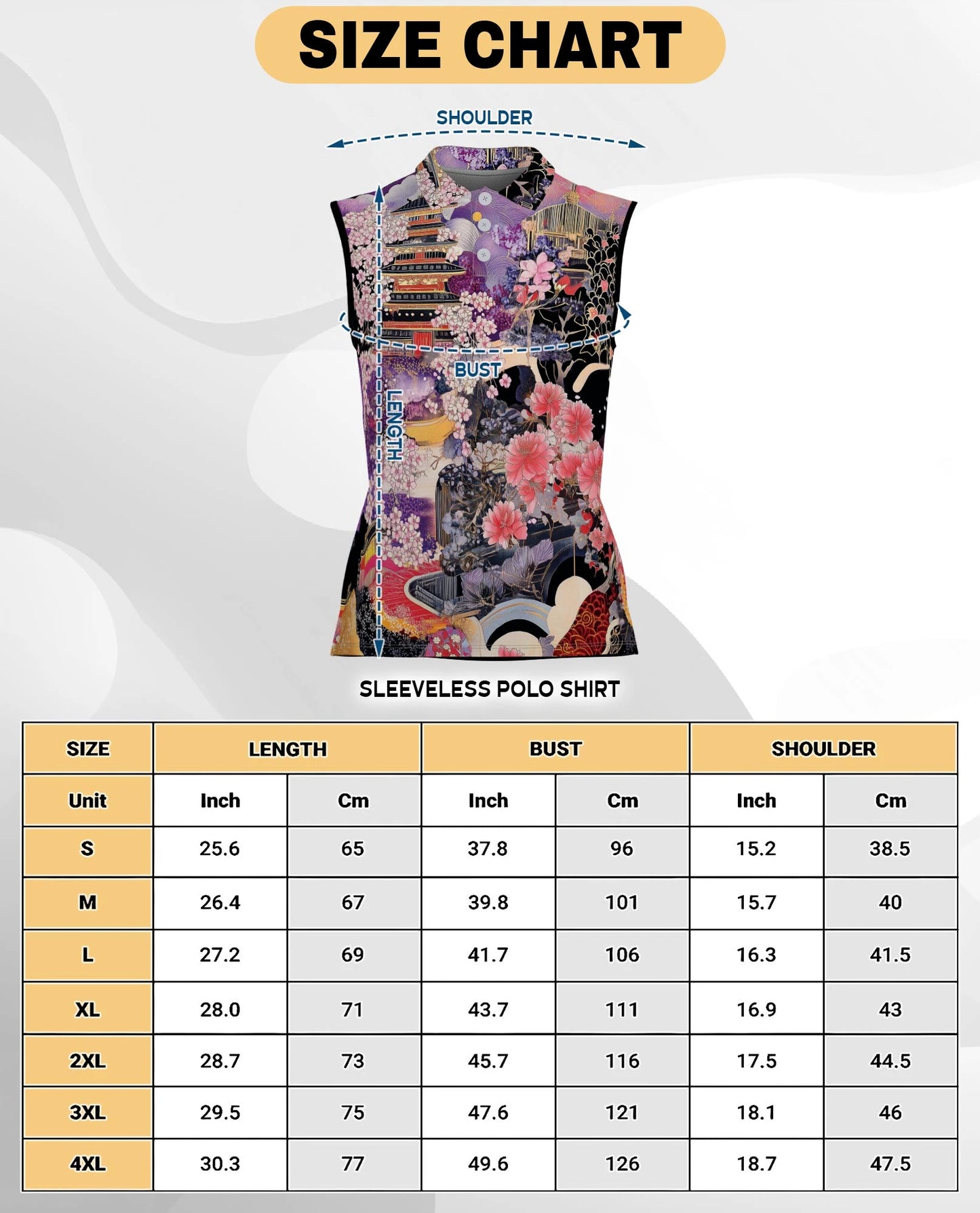 Japanese Ukiyo-e Sakura Cherry Blossom Sleeveless Polo Shirt for Women | Netecom