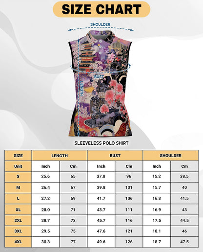 Japanese Ukiyo-e Sakura Cherry Blossom Sleeveless Polo Shirt for Women | Netecom