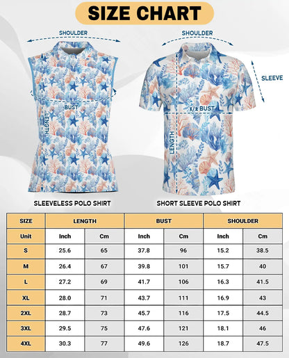 Starfish And Coral Sleeveless Polo Shirt for Women – Ocean Tropical Style | Netecom