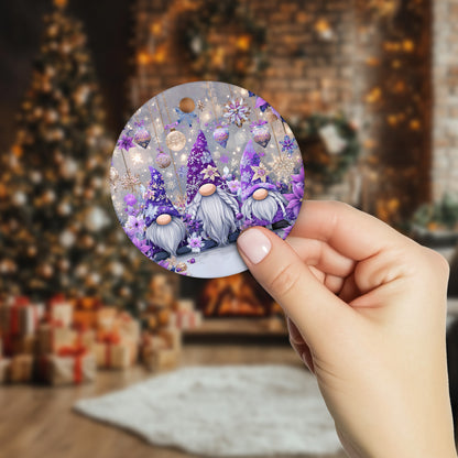 Netecom Elegant Purple Gnome Bubbles Ornament, Cute Scandinavian Tomte Ceramic Ornament for Christmas Tree Hanging Decorations Gift, Gnome Lover Gifts, Home Decor, Holiday Party Present