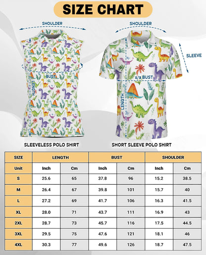 Dinosaur Tropical Sleeveless Polo Shirt for Women | Netecom