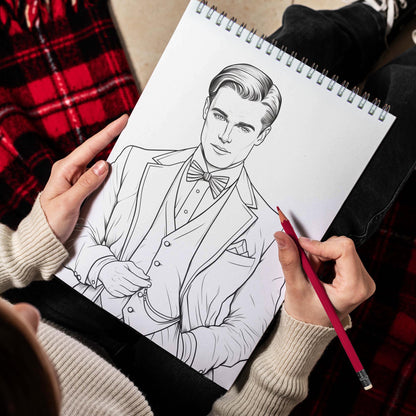 Men Of The 30s Spiral Bound Coloring Book, Discover Classic Elegance with 30 Enchanting Coloring Pages, Unleashing Your Creativity in the World of Men from the 1930s